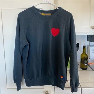 Aviator Nation Heart Embroidery Sweatshirt - Charcoal XS